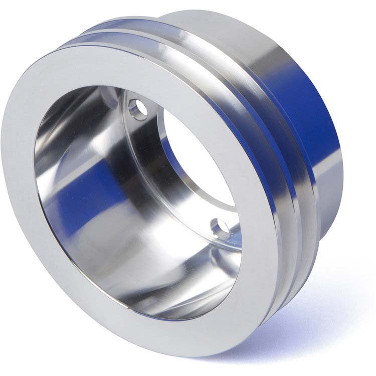 CVF Racing polished billet 2-groove crank pulley for 1976 and earlier AMC and Jeep 304, 360 and 401 V8, AMCE2CR
