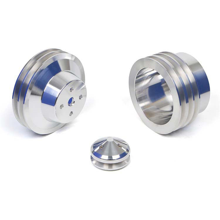 CVF Racing polished billet V-belt pulley kit for AMC and Jeep 304, 360 and 401 V8, AMCL23KIT