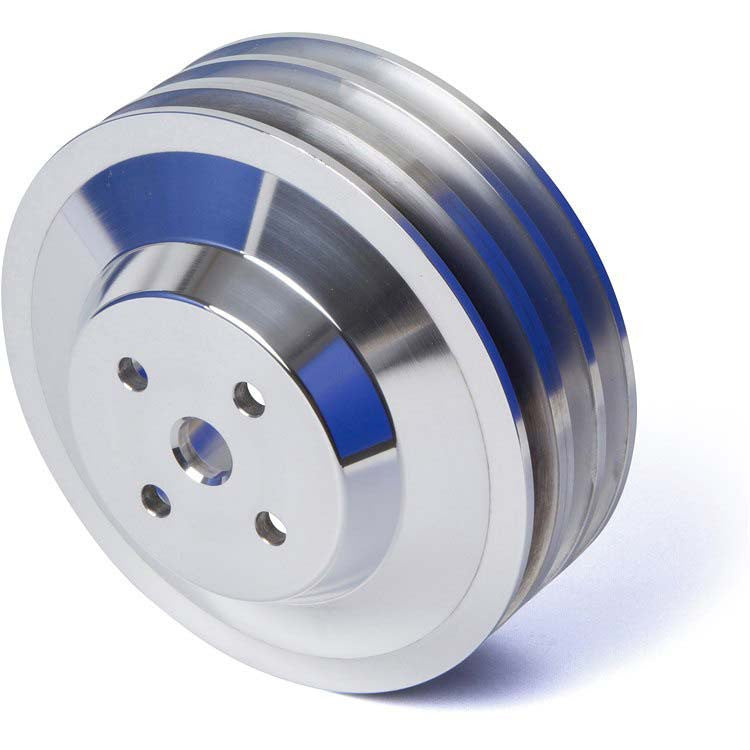CVF Racing polished billet 3-groove water pump pulley for AMC and Jeep 304, 360 and 401 V8, AMCL3WP