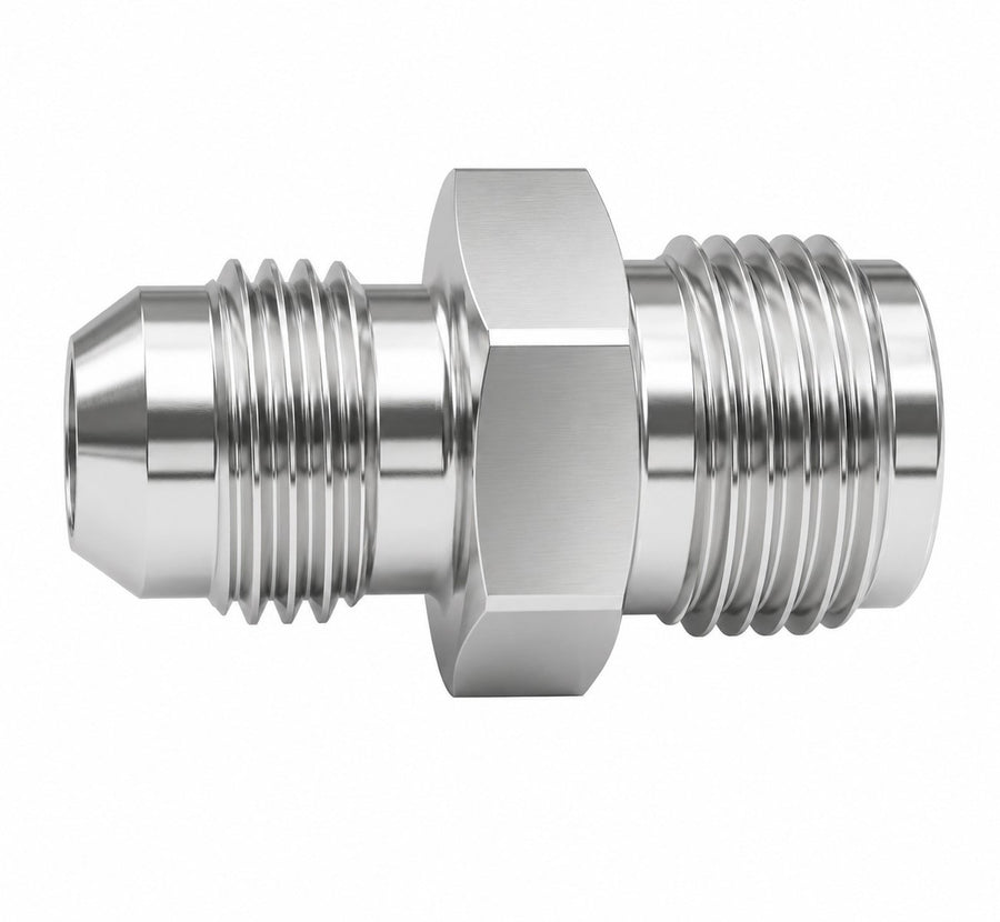 CVF Racing polished or black -6AN to 5/8-18 inverted flare adapter fitting, 6AN-5/8-18-IF