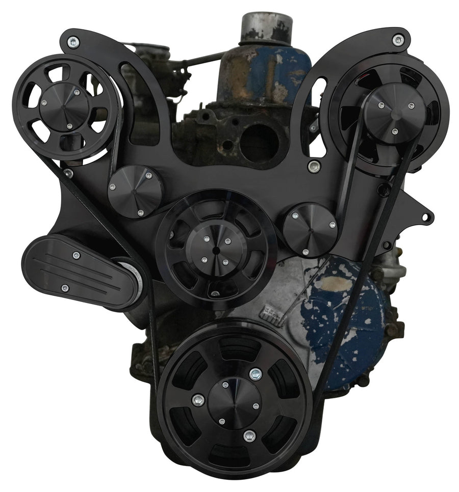 CVF Racing stealth black Wraptor serpentine system for Ford 240 and 300 straight six, B-300-WRAPTOR