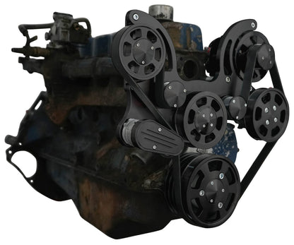 CVF Racing stealth black Wraptor serpentine system for Ford 240 and 300 straight six, B-300-WRAPTOR