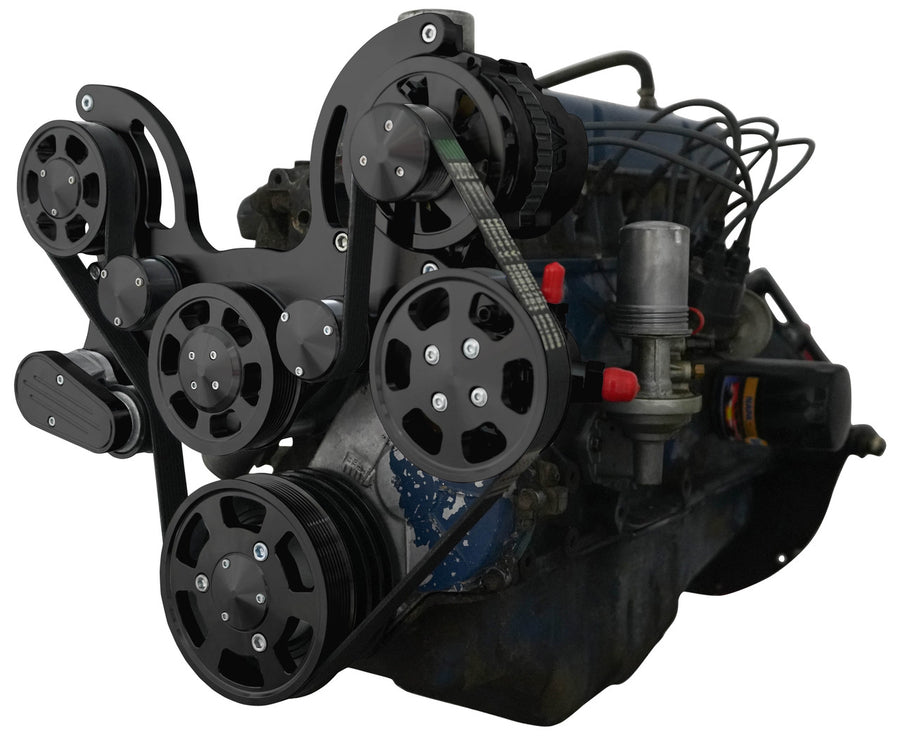CVF Racing stealth black Wraptor serpentine system for Ford 240 and 300 straight six, B-300-WRAPTOR