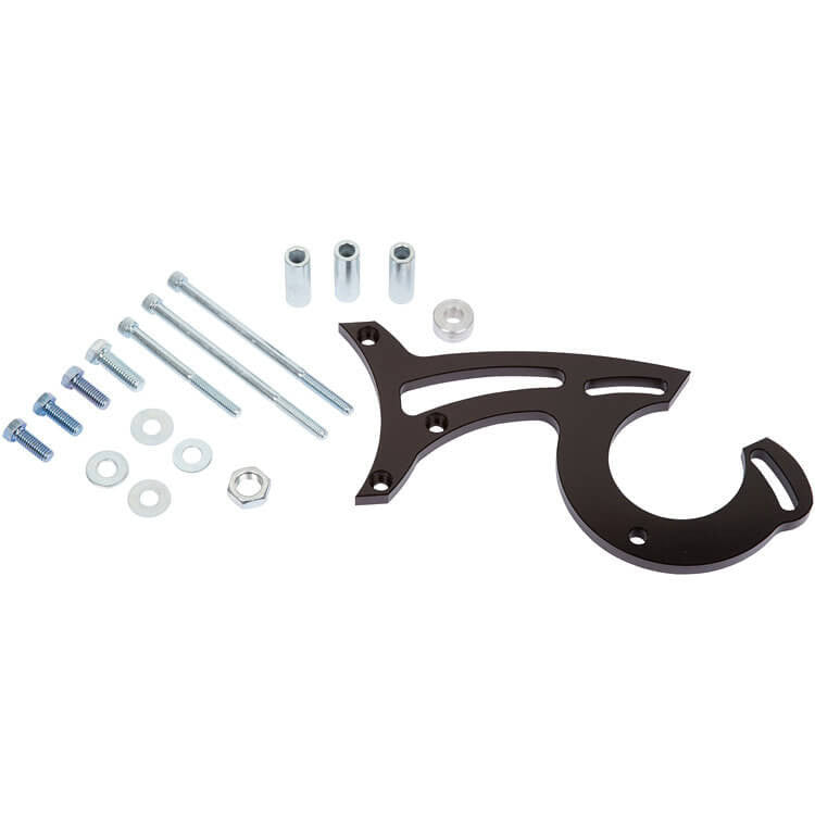 CVF Racing Stealth Black billet power steering bracket for 1965 to 1968 Ford 289, 302 and 351W small block, B-302-PSBRKT-P