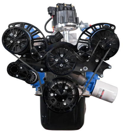 CVF Racing stealth black Reaper serpentine system for Ford 351 Cleveland, 351M and 400, B-351C-RP