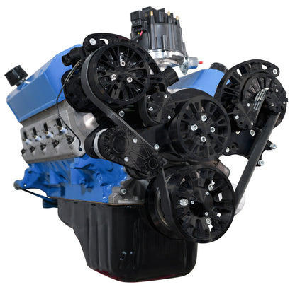 CVF Racing stealth black Reaper serpentine system for Ford 351 Cleveland, 351M and 400, B-351C-RP