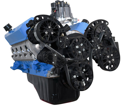 CVF Racing stealth black Reaper serpentine system for Ford 351 Cleveland, 351M and 400, B-351C-RP