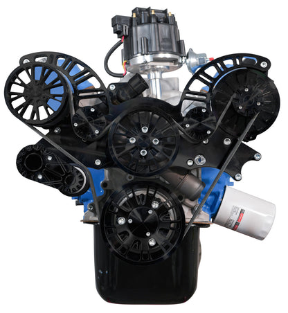 CVF Racing stealth black Reaper serpentine system for Ford 351 Cleveland, 351M and 400, B-351C-RP