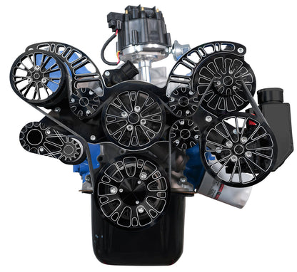 CVF Racing Black Diamond Reaper all-inclusive 8-rib serpentine system for Ford 302 and 351W small block, BD-302-RP