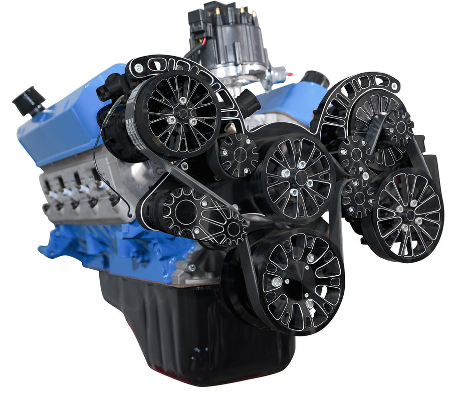 CVF Racing Black Diamond Reaper all-inclusive 8-rib serpentine system for Ford 302 and 351W small block, BD-302-RP