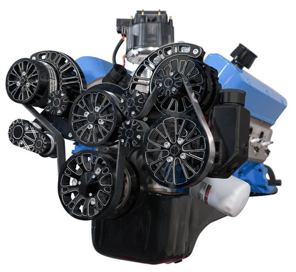 CVF Racing Black Diamond Reaper all-inclusive 8-rib serpentine system for Ford 302 and 351W small block, BD-302-RP