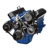 CVF Racing Stealth Black BEAST 8-rib serpentine conversion kit with A/C, alternator and power steering for Ford 289, 302 and 351W, B-302-SERPENTINE-AC