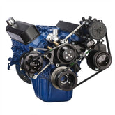 CVF Racing Stealth Black BEAST 8-rib serpentine conversion kit with A/C, alternator and power steering for Ford 289, 302 and 351W, B-302-SERPENTINE-AC