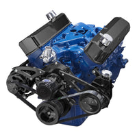 CVF Racing Stealth Black BEAST serpentine kit with alternator and power steering for Ford 289, 302 and 351W with electric water pump, B-302-SERPENTINE-PS-EWP