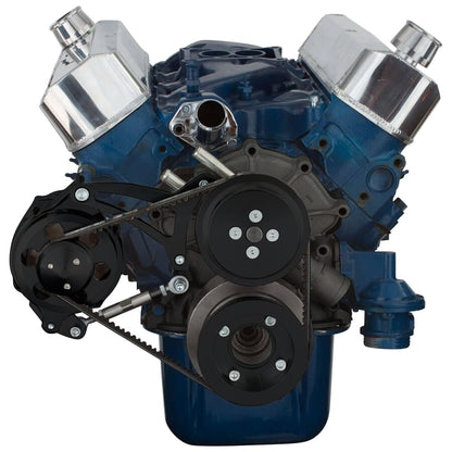 CVF Racing Stealth Black alternator only V-belt system for Ford 289, 302 and 351W with shorty water pump, B-302-SHORTY-ALT-SYSTEM
