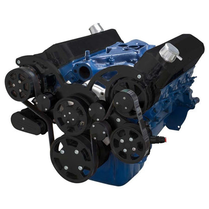 CVF Racing Stealth Black Wraptor all-inclusive 8-rib serpentine system for Ford 289, 302 and 351W small block, B-302-WRAPTOR