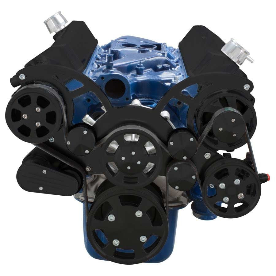 CVF Racing Stealth Black Wraptor all-inclusive 8-rib serpentine system for Ford 289, 302 and 351W small block, B-302-WRAPTOR