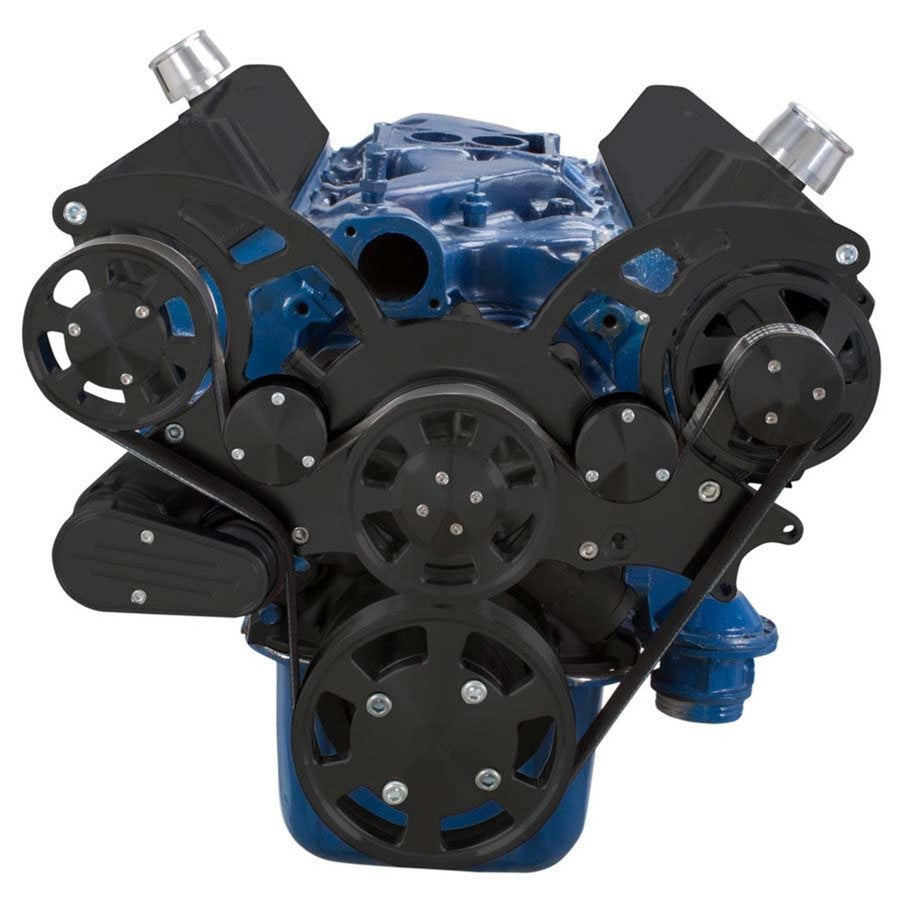 CVF Racing Stealth Black Wraptor all-inclusive 8-rib serpentine system for Ford 289, 302 and 351W small block, B-302-WRAPTOR