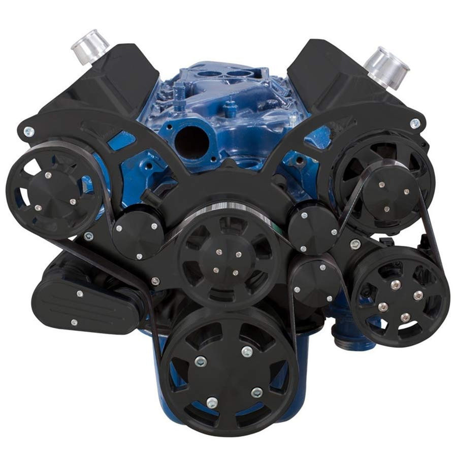 CVF Racing Stealth Black Wraptor all-inclusive 8-rib serpentine system for Ford 289, 302 and 351W small block, B-302-WRAPTOR