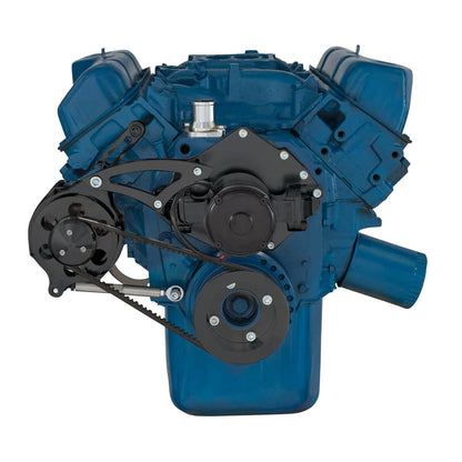 CVF Racing stealth black alternator only V-belt system for Ford 351C with electric water pump, B-351C-ALT-SYSTEM-EWPx