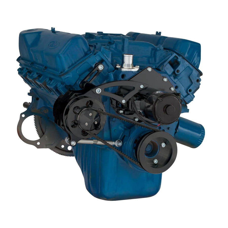 CVF Racing stealth black alternator only V-belt system for Ford 351C with electric water pump, B-351C-ALT-SYSTEM-EWPx