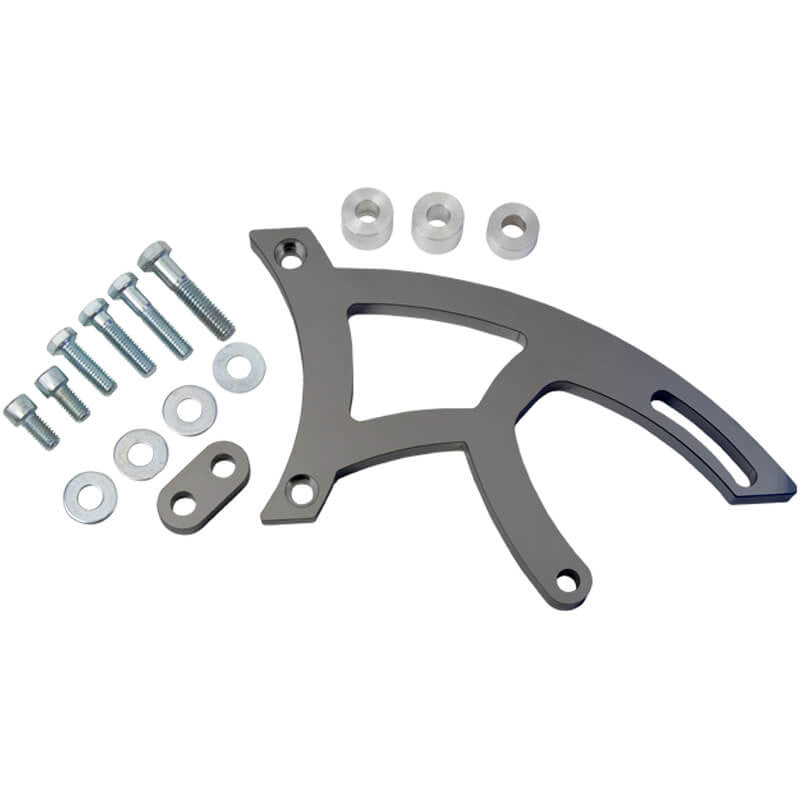 CVF Racing stealth black power steering bracket for Ford 351 Cleveland, B-351C-PSBRKT