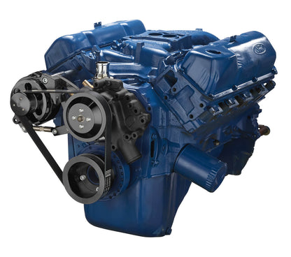 CVF Racing stealth black BEAST alternator only serpentine conversion kit for Ford 351 Cleveland, B-351C-SERPENTINE-ALT