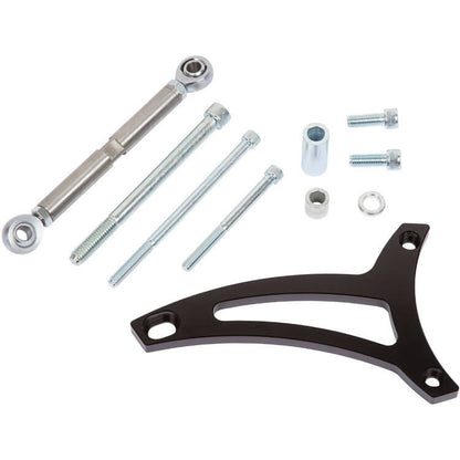 CVF Racing Stealth Black mid-mount alternator bracket for Ford 351W small block with passenger side lower hose water pump, B-351W-ALTBRKT-P