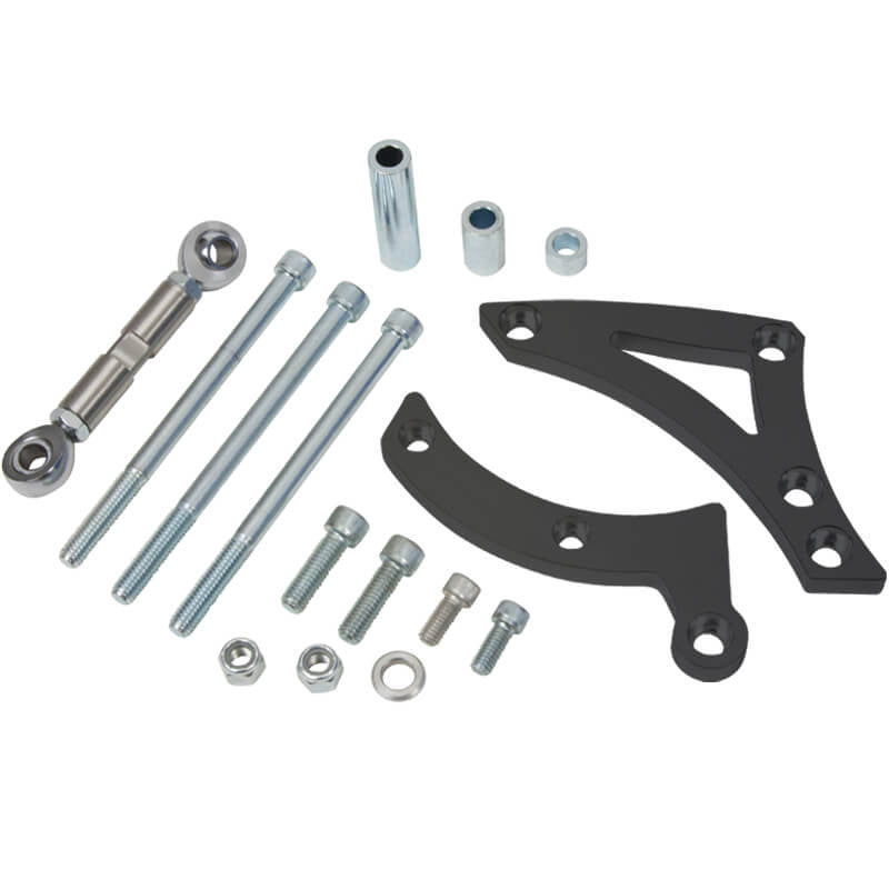 CVF Racing Stealth Black billet alternator bracket for Chrysler small block 318/340/360 V-belt, B-360-ALTBRKT