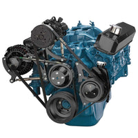 CVF Racing Stealth Black BEAST 8-rib serpentine conversion kit, alternator, power steering and a/c, for Chrysler small block 318/340/360, B-360-SERPENTINE-AC