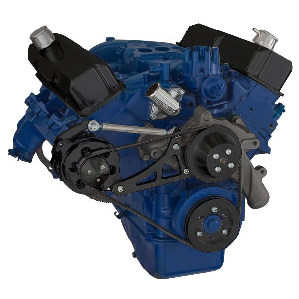 CVF Racing Stealth Black V-belt alternator-only system for Ford FE 390, 427 and 428, B-390-ALT-SYSTEM