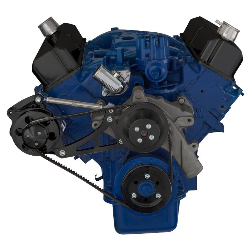 CVF Racing Stealth Black V-belt alternator-only system for Ford FE 390, 427 and 428, B-390-ALT-SYSTEM