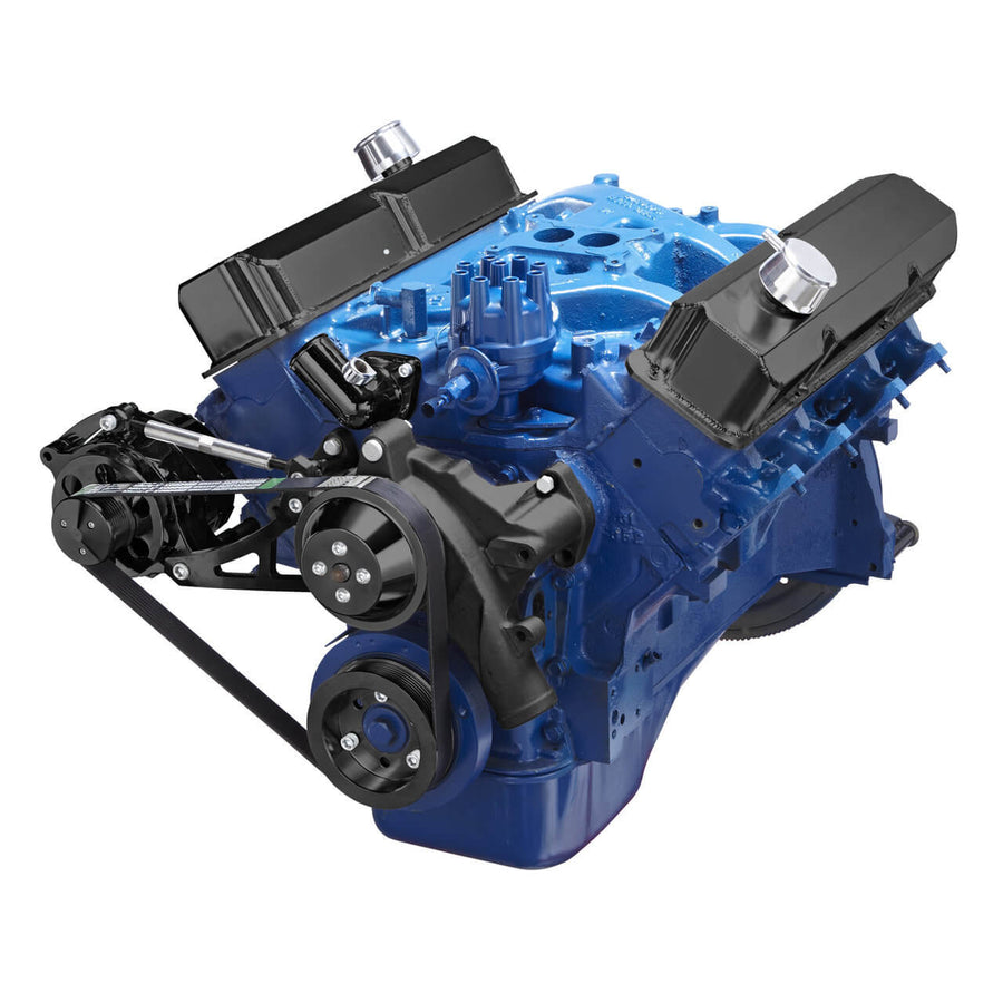 CVF Racing Stealth Black BEAST alternator-only serpentine conversion kit for Ford FE 390, 427 and 428, B-390-SERPENTINE-ALT