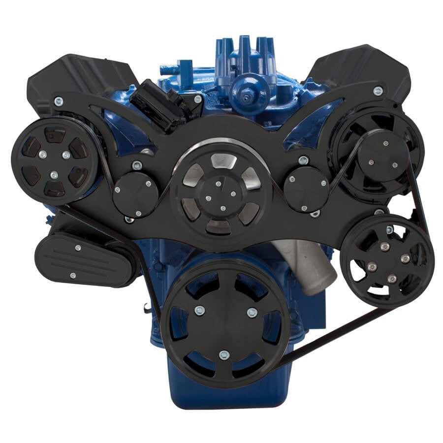 CVF Racing Stealth Black WRAPTOR all-inclusive serpentine system for Ford FE 390, 427 and 428, B-390-WRAPTOR