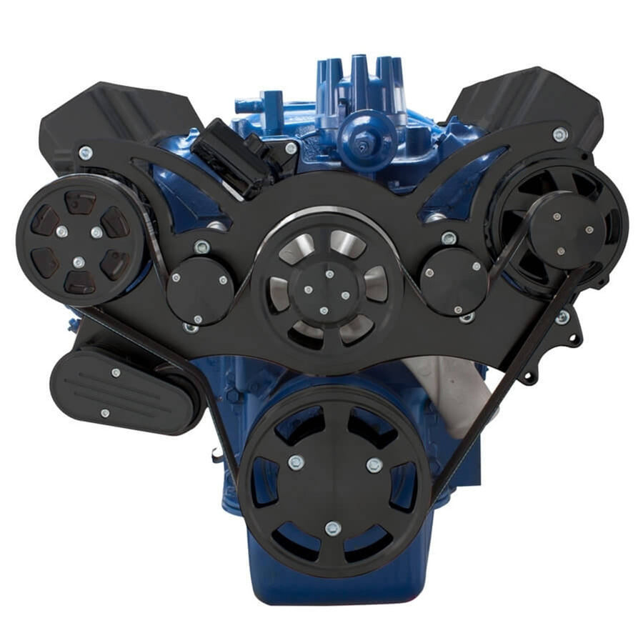 CVF Racing Stealth Black WRAPTOR all-inclusive serpentine system for Ford FE 390, 427 and 428, B-390-WRAPTOR