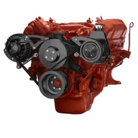 CVF Racing Stealth Black BEAST 8 rib serpentine conversion kit with alternator and power steering for Chrysler big block 383, 400, 426 and 440, B-440-SERPENTINE-PS
