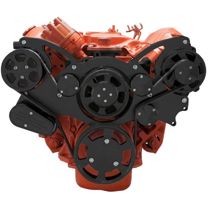 CVF Racing Stealth Black WRAPTOR all inclusive 8 rib serpentine system for Chrysler big block 383, 400, 426 and 440 engines, B-440-WRAPTOR