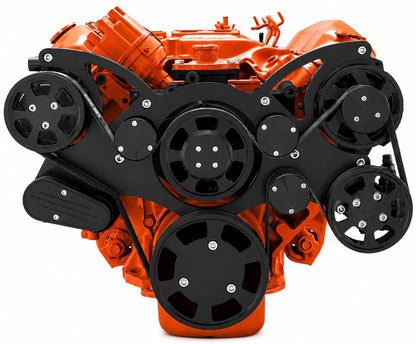 CVF Racing Stealth Black WRAPTOR all inclusive 8 rib serpentine system for Chrysler big block 383, 400, 426 and 440 engines, B-440-WRAPTOR