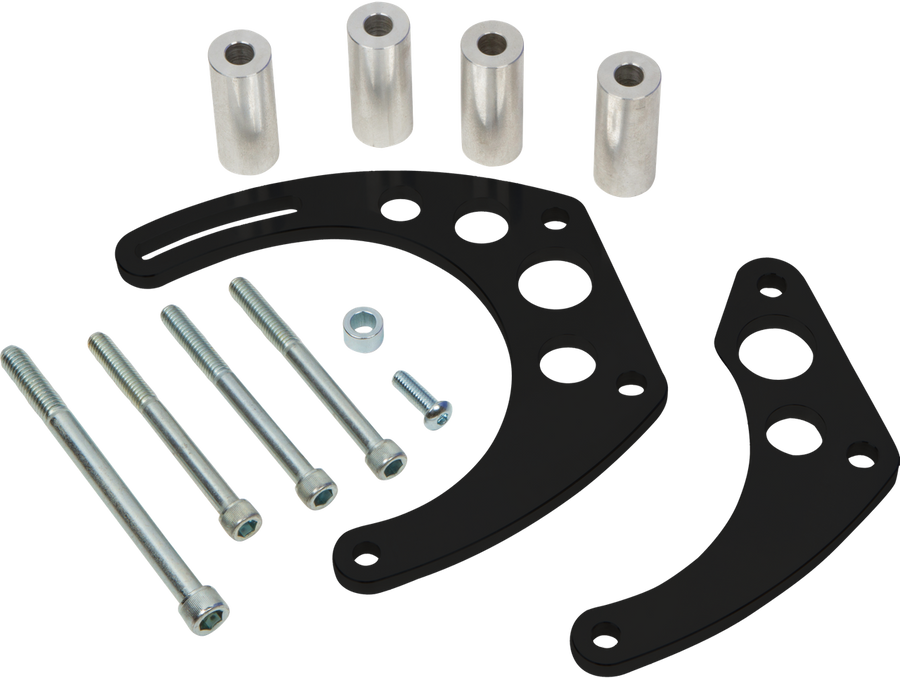 CVF Racing BBC V-Belt Alternator Bracket, SWP or EWP in Stealth Black, part number B-454-ALTBRKT-HP-SWP
