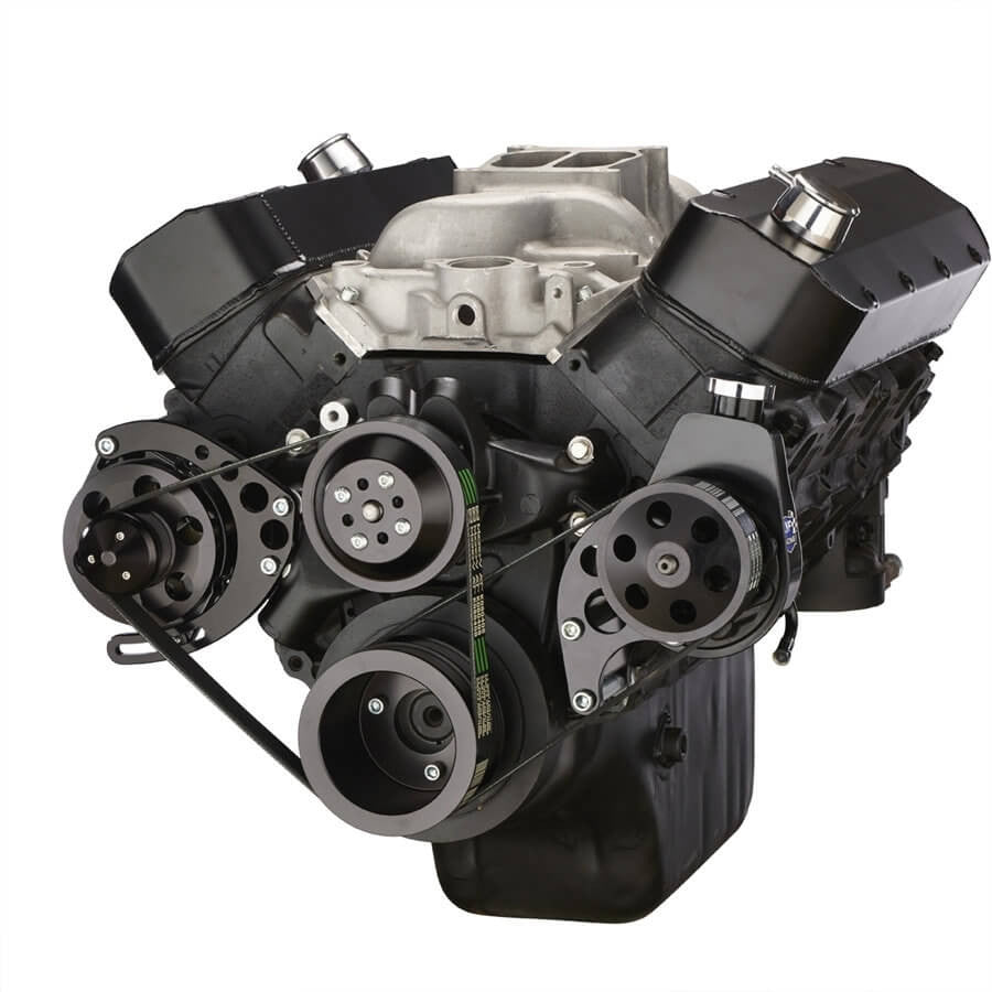 CVF Racing Gen VI PS/Alt Serpentine Kit, LWP in Stealth Black, part number B-454-SERPENTINE-PS-C-G6