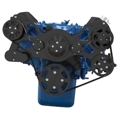 CVF Racing stealth black WRAPTOR all inclusive serpentine system for Ford 429 and 460 big block, B-460-WRAPTOR