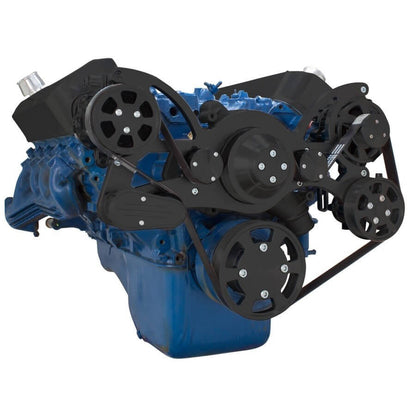 CVF Racing stealth black WRAPTOR all inclusive serpentine system for Ford 429 and 460 big block, B-460-WRAPTOR