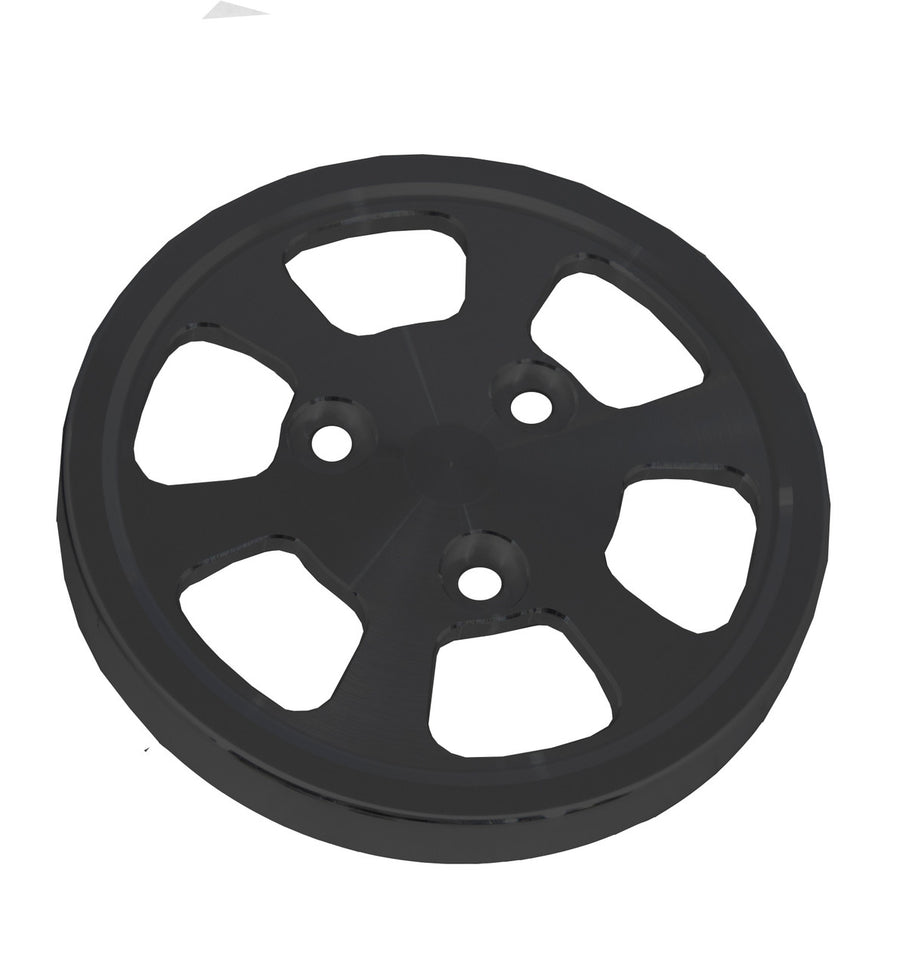 CVF Racing Stealth Black Peanut AC compressor cover for Sanden 7B10 serpentine clutch compressors, B-AC-CAP-LS