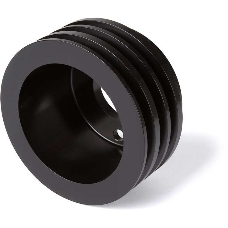 CVF Racing BBC 3-Groove Crank Pulley, LWP in Stealth Black, part number B-BBCL3CR