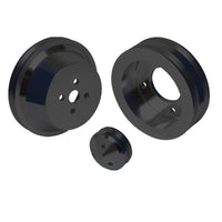 CVF Racing stealth black billet V-belt pulley kit, power steering, for Ford 429 and 460 big block, B-BBFL2KIT