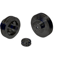 CVF Racing Stealth Black billet 2V Power Steering V-belt pulley kit for Chrysler big block 383, 440 and Crate Hemi, B-BCRL2KIT
