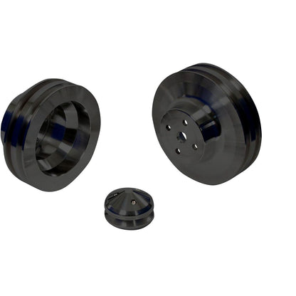 CVF Racing Stealth Black billet 2V Power Steering V-belt pulley kit for Chrysler big block 383, 440 and Crate Hemi, B-BCRL2KIT