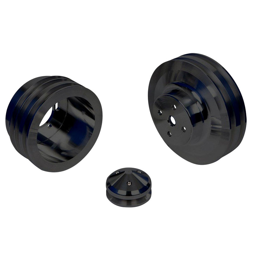 CVF Racing Stealth Black billet 3V V-belt pulley kit for Chrysler big block 383, 400 and Hemi, B-BCRL3KIT