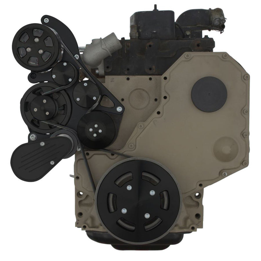 CVF Racing Stealth Black WRAPTOR 8 rib serpentine system, A/C and alternator, for Cummins 4BT and 6BT diesel, B-DC-WRAPTOR-ACO