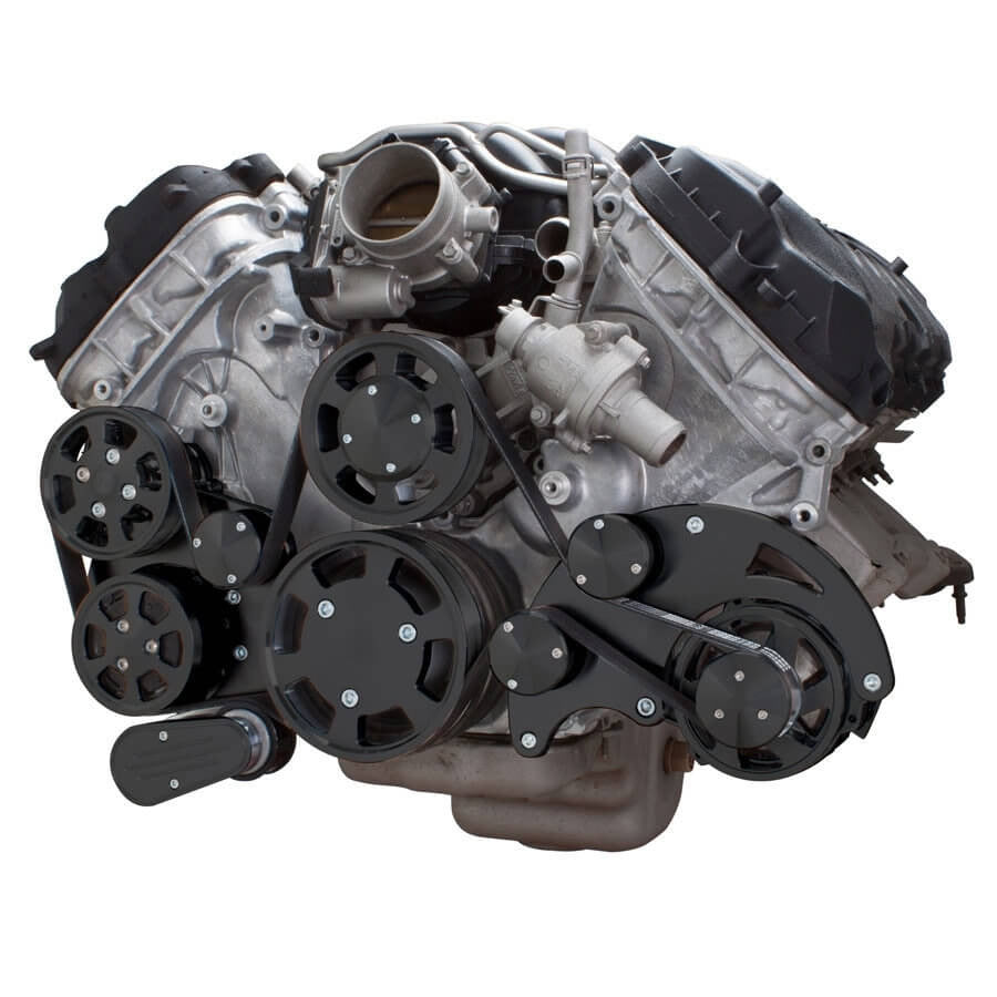 CVF Racing stealth black Wraptor serpentine system for Ford Coyote 5.0, B-FC5-WRAPTOR